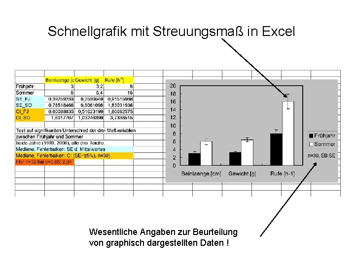 Schnellgrafik mit Streuungsmaß in Excel Wesentliche Angaben zur Beurteilung von graphisch dargestellten Daten !