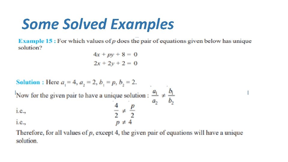 Some Solved Examples 