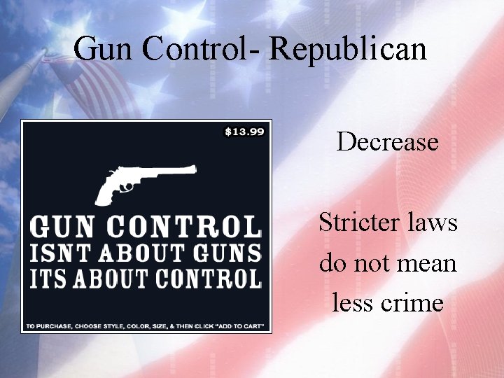 Gun Control- Republican Decrease Stricter laws do not mean less crime 
