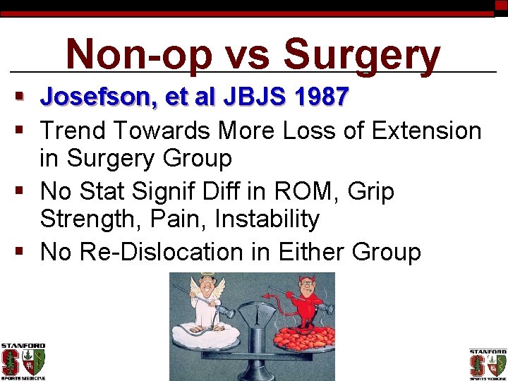 Non-op vs Surgery § Josefson, et al JBJS 1987 § Trend Towards More Loss