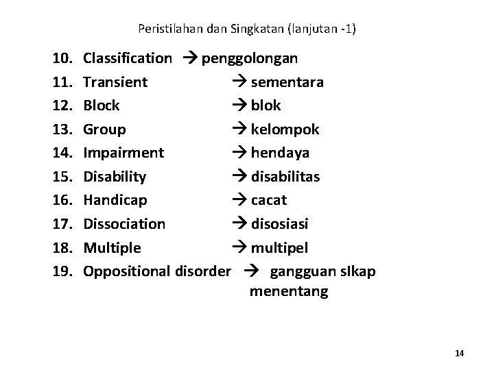 Peristilahan dan Singkatan (lanjutan -1) 10. 11. 12. 13. 14. 15. 16. 17. 18.