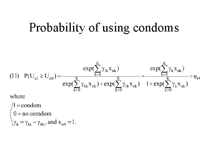 Probability of using condoms 