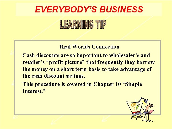 EVERYBODY’S BUSINESS Real Worlds Connection Cash discounts are so important to wholesaler’s and retailer’s