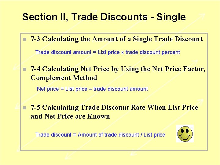 Section II, Trade Discounts - Single n 7 -3 Calculating the Amount of a