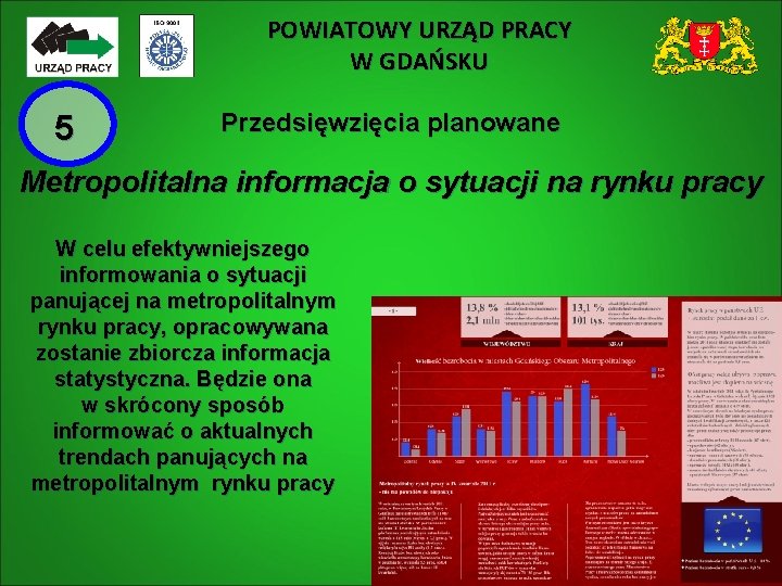 POWIATOWY URZĄD PRACY W GDAŃSKU 5 Przedsięwzięcia planowane Metropolitalna informacja o sytuacji na rynku