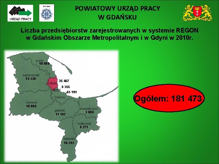 POWIATOWY URZĄD PRACY W GDAŃSKU Liczba przedsiębiorstw zarejestrowanych w systemie REGON w Gdańskim Obszarze