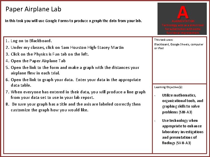 A Paper Airplane Lab In this task you will use Google Forms to produce