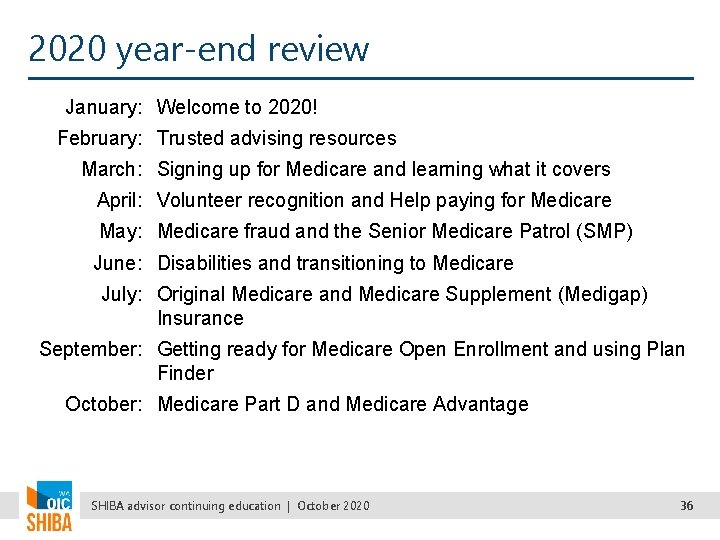 2020 year-end review January: Welcome to 2020! February: Trusted advising resources March: Signing up