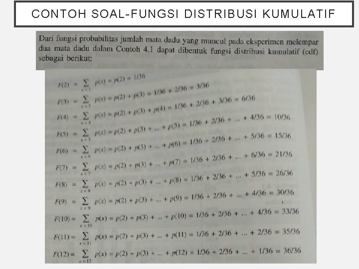 CONTOH SOAL-FUNGSI DISTRIBUSI KUMULATIF 