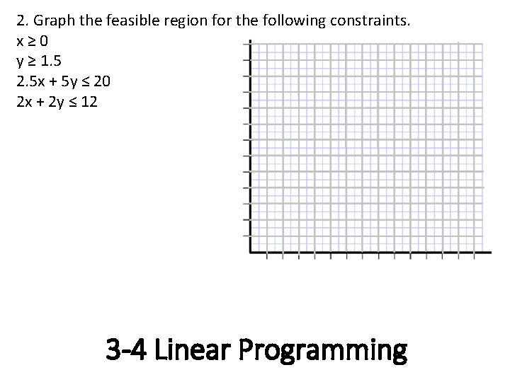 2. Graph the feasible region for the following constraints. x≥ 0 y ≥ 1.