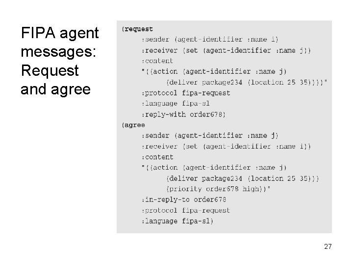 FIPA agent messages: Request and agree 27 
