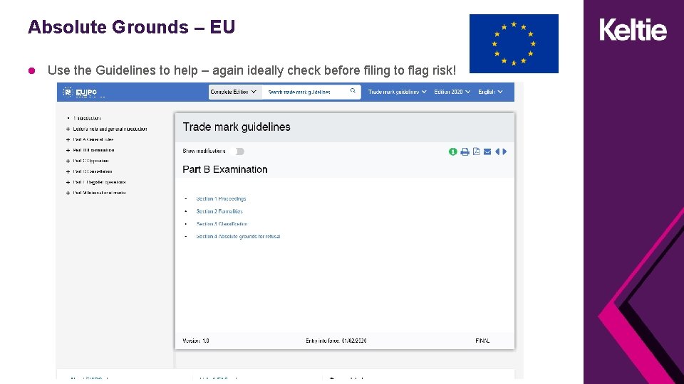 Absolute Grounds – EU Use the Guidelines to help – again ideally check before