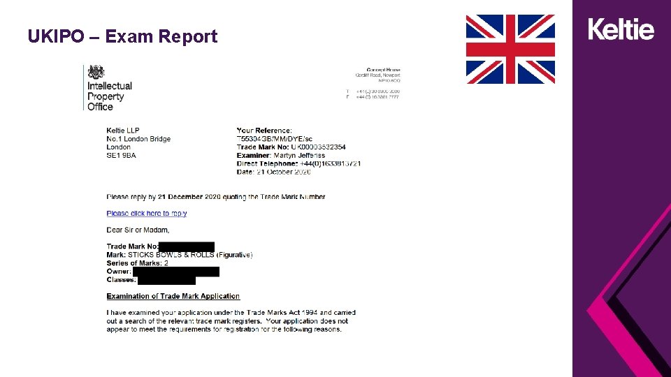 UKIPO – Exam Report 