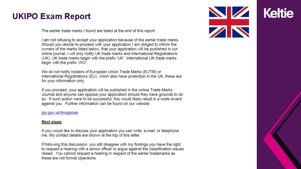UKIPO Exam Report 