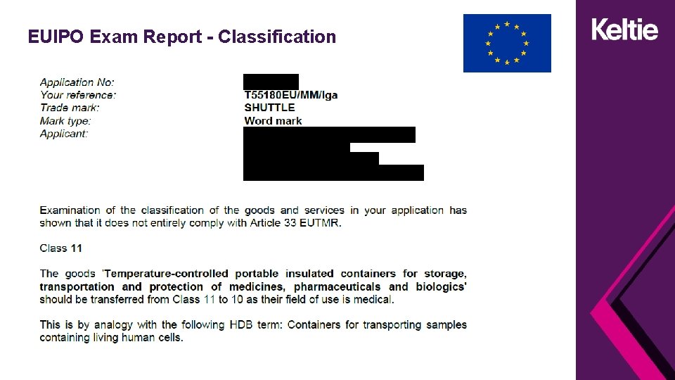 EUIPO Exam Report - Classification 