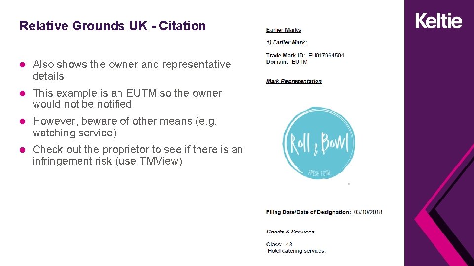 Relative Grounds UK - Citation Also shows the owner and representative details This example