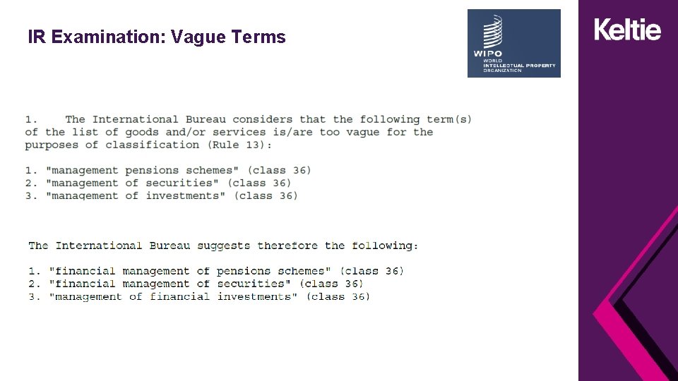 IR Examination: Vague Terms 