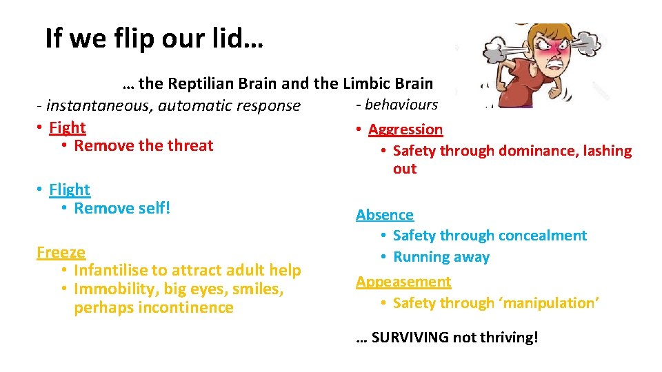 If we flip our lid… … the Reptilian Brain and the Limbic Brain -