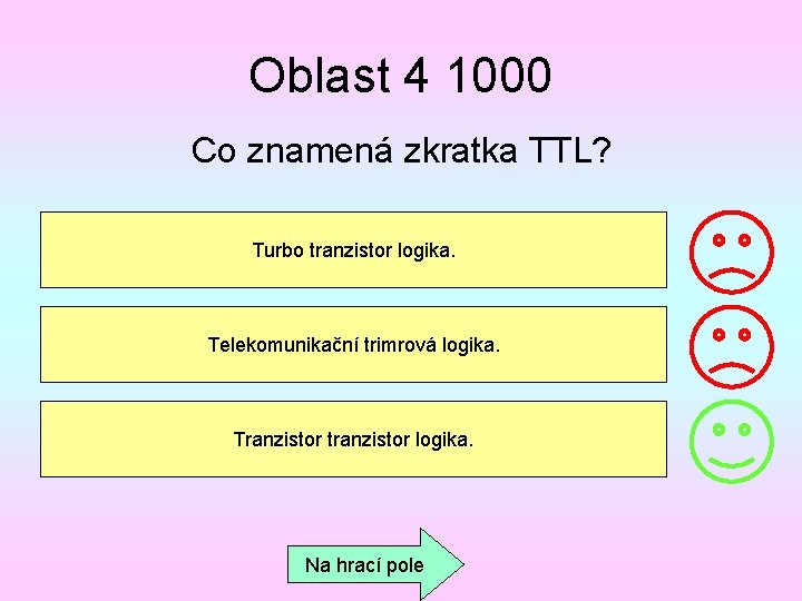 Oblast 4 1000 Co znamená zkratka TTL? Turbo tranzistor logika. Telekomunikační trimrová logika. Tranzistor