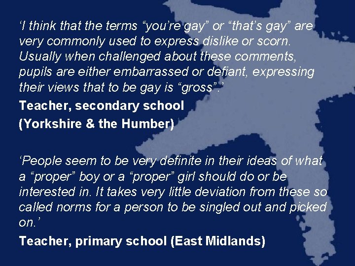 ‘I think that the terms “you’re gay” or “that’s gay” are very commonly used