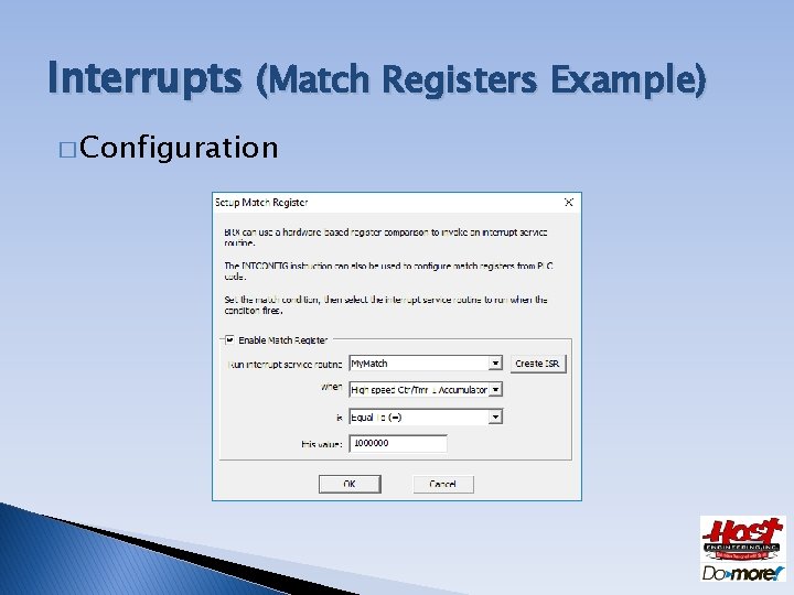 Interrupts (Match Registers Example) � Configuration 