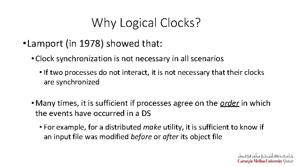 Distributed Systems CS 15 440 Synchronization Part II