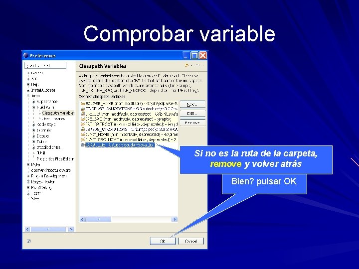 Comprobar variable Si no es la ruta de la carpeta, remove y volver atrás