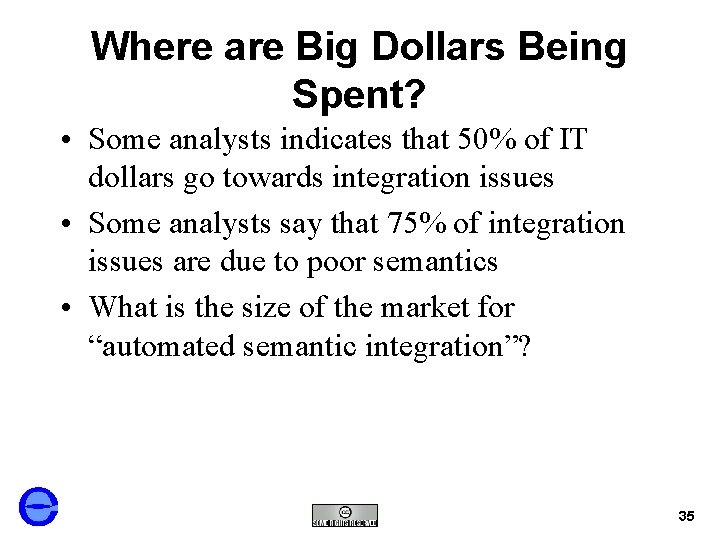 Where are Big Dollars Being Spent? • Some analysts indicates that 50% of IT