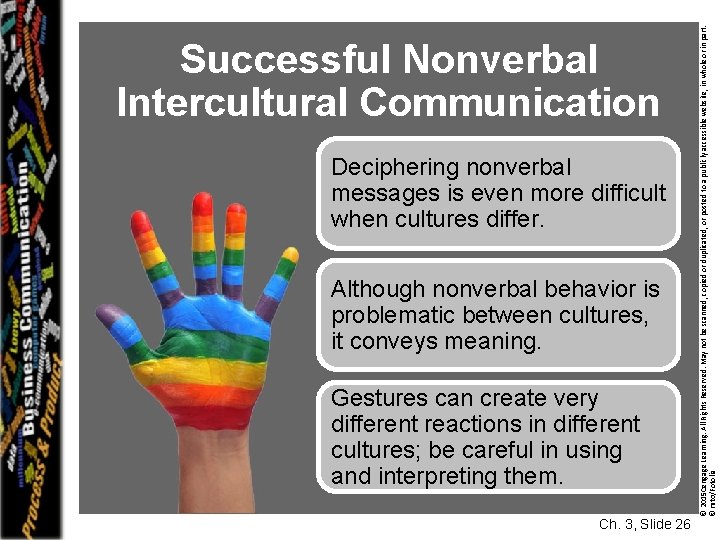 Deciphering nonverbal messages is even more difficult when cultures differ. Although nonverbal behavior is