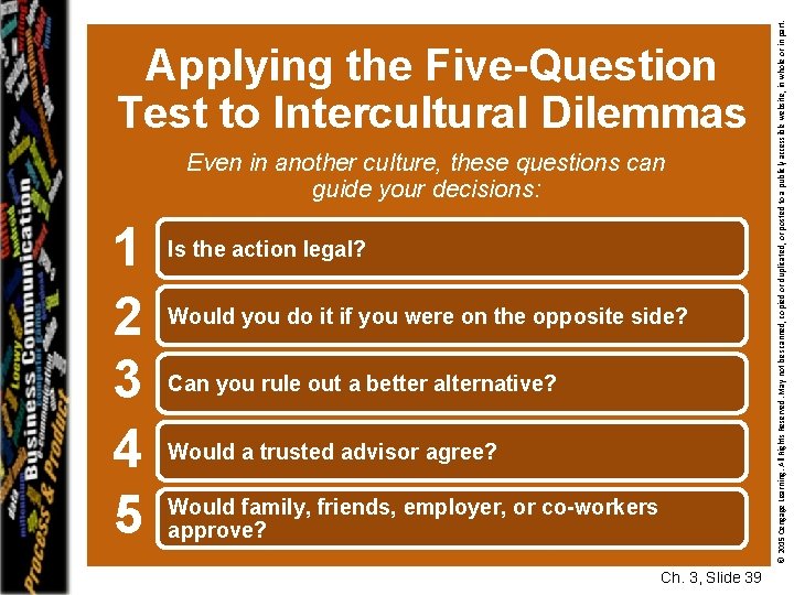 Even in another culture, these questions can guide your decisions: 1 2 3 4