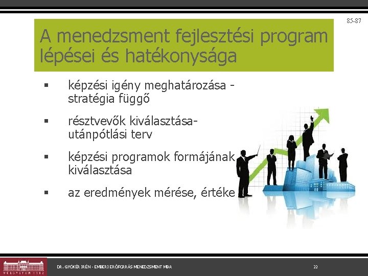 A menedzsment fejlesztési program lépései és hatékonysága § képzési igény meghatározása stratégia függő §