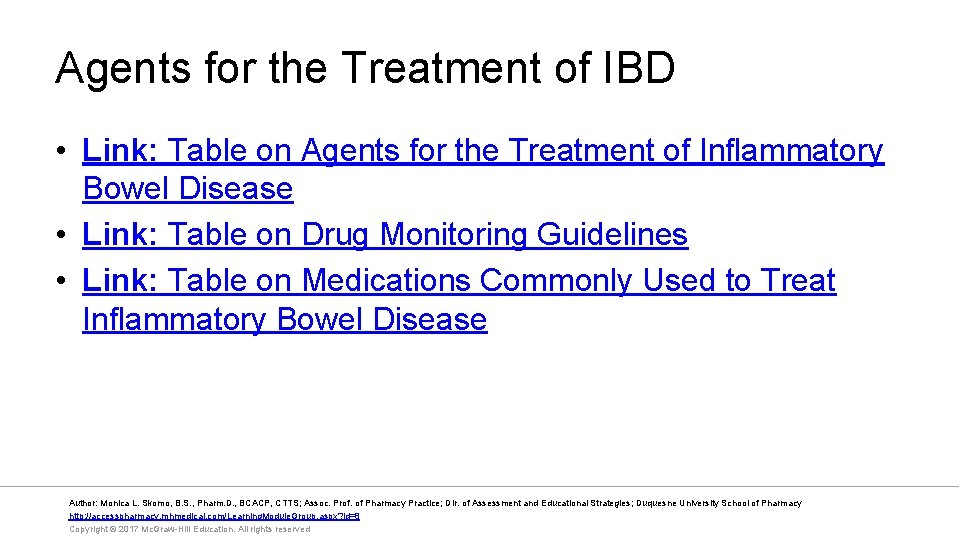 Agents for the Treatment of IBD • Link: Table on Agents for the Treatment