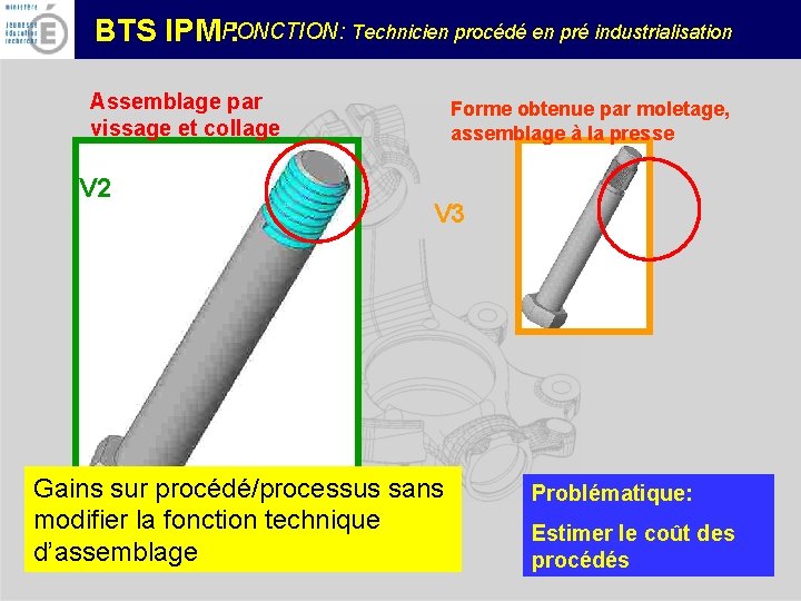 FONCTION: Technicien procédé en pré industrialisation BTS IPM : Assemblage par vissage et collage