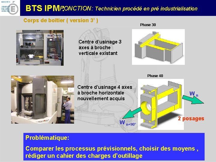 FONCTION: Technicien procédé en pré industrialisation BTS IPM : Corps de boîtier ( version