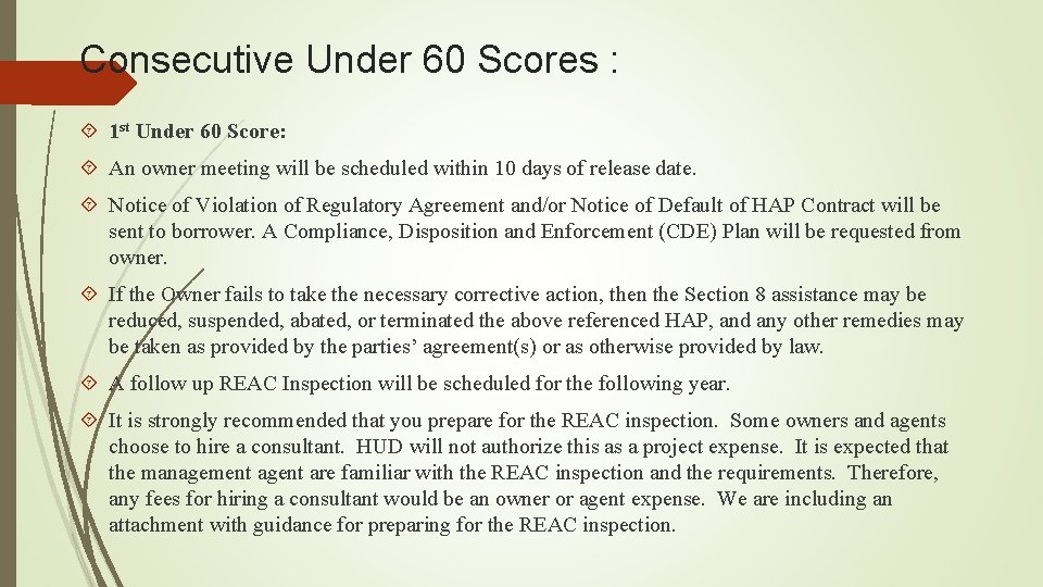 Consecutive Under 60 Scores : 1 st Under 60 Score: An owner meeting will