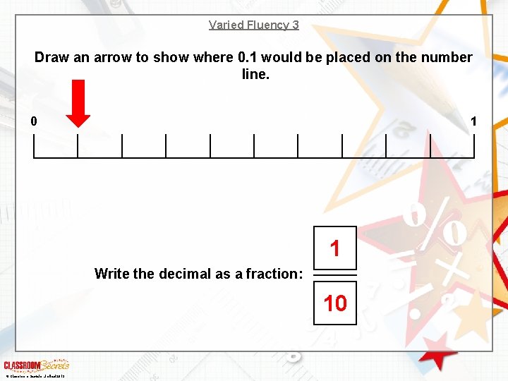 Varied Fluency 3 Draw an arrow to show where 0. 1 would be placed