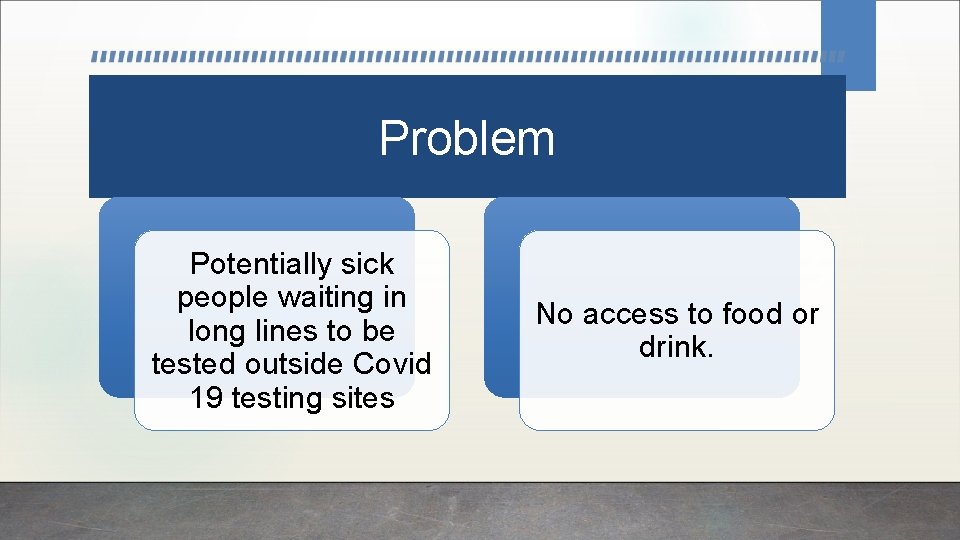 Problem Potentially sick people waiting in long lines to be tested outside Covid 19