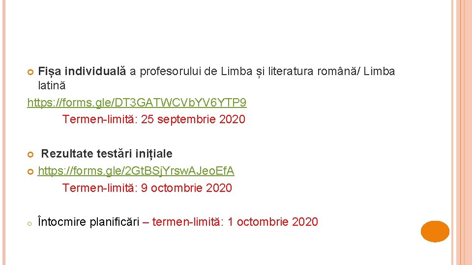 Fișa individuală a profesorului de Limba și literatura română/ Limba latină https: //forms. gle/DT