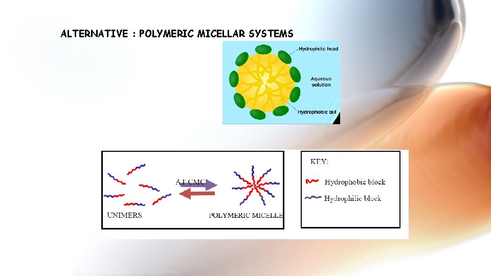 ALTERNATIVE : POLYMERIC MICELLAR SYSTEMS 