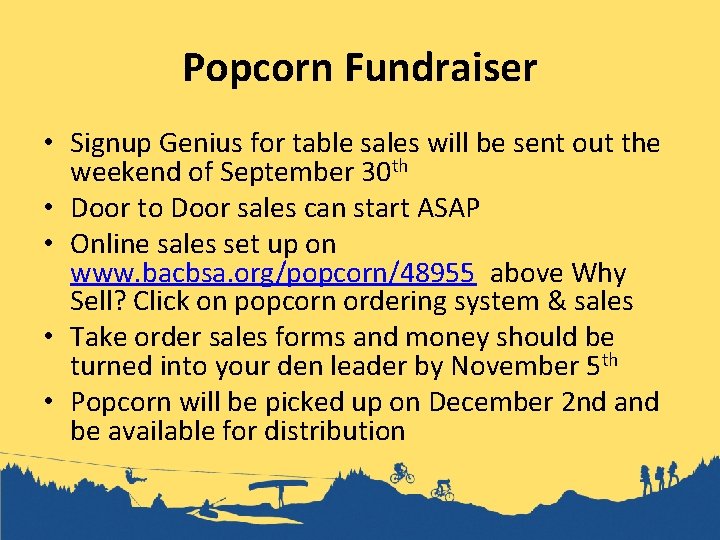 Popcorn Fundraiser • Signup Genius for table sales will be sent out the weekend