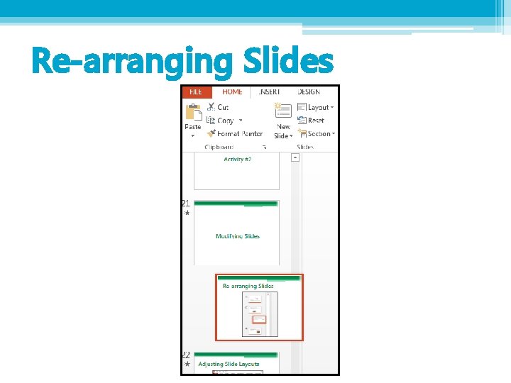 Re-arranging Slides 
