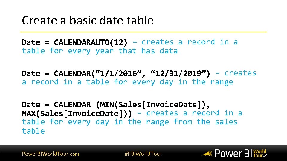 Create a basic date table – creates a record in a table for every Create a basic date table – creates a record in a table for every