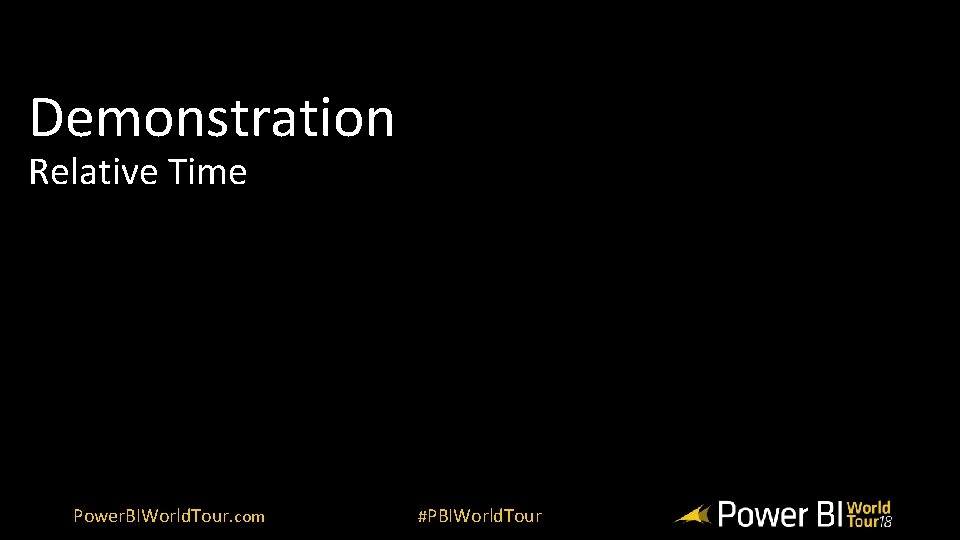Demonstration Relative Time Power. BIWorld. Tour. com #PBIWorld. Tour Demonstration Relative Time Power. BIWorld. Tour. com #PBIWorld. Tour