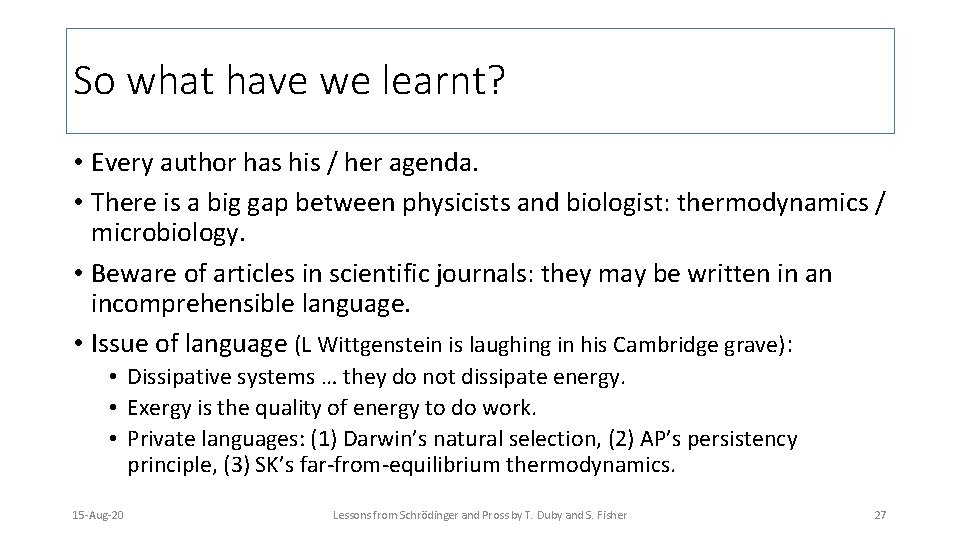 So what have we learnt? • Every author has his / her agenda. •