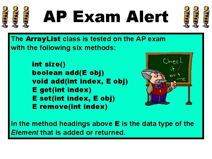 AP Exam Alert The Array. List class is tested on the AP exam with AP Exam Alert The Array. List class is tested on the AP exam with