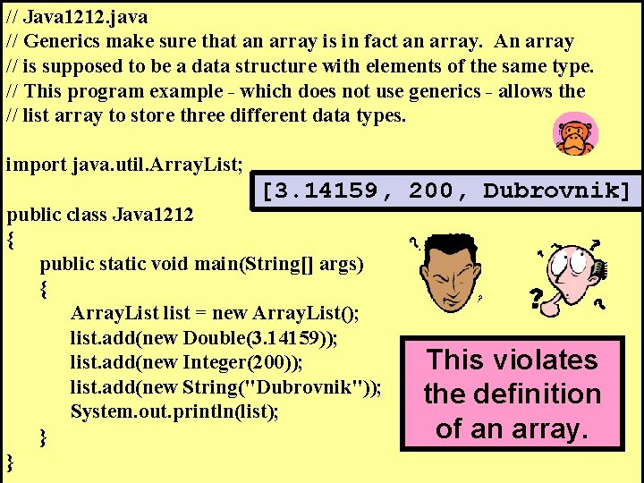 // Java 1212. java // Generics make sure that an array is in fact