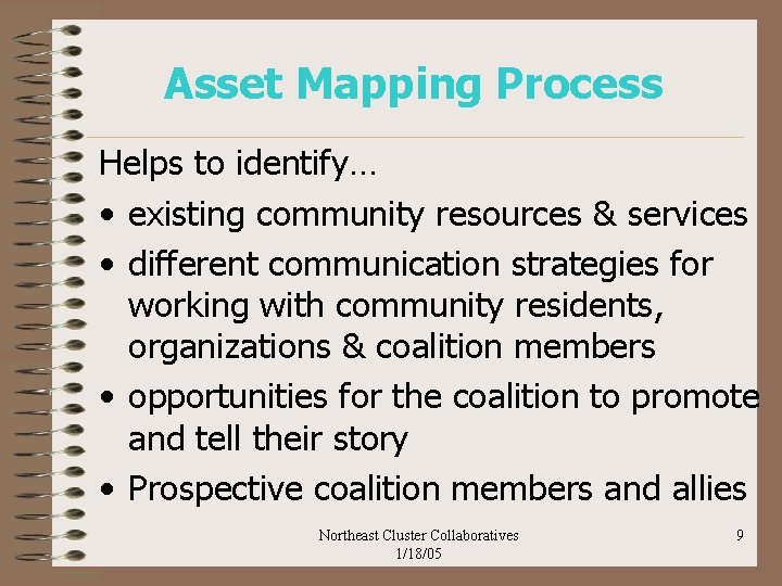 Asset Mapping Process Helps to identify… • existing community resources & services • different
