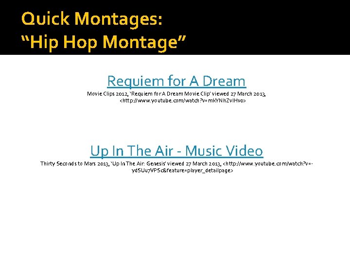 Quick Montages: “Hip Hop Montage” Requiem for A Dream Movie Clips 2012, ‘Requiem for