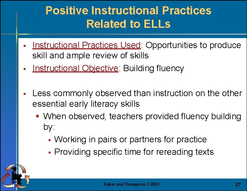 Positive Instructional Practices Related to ELLs § § § Instructional Practices Used: Opportunities to