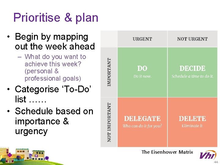 Prioritise & plan • Begin by mapping out the week ahead – What do